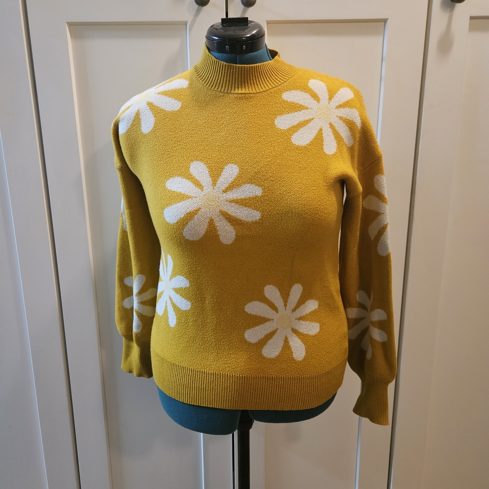 Zeagoo Mustard Floral Women's Sweater